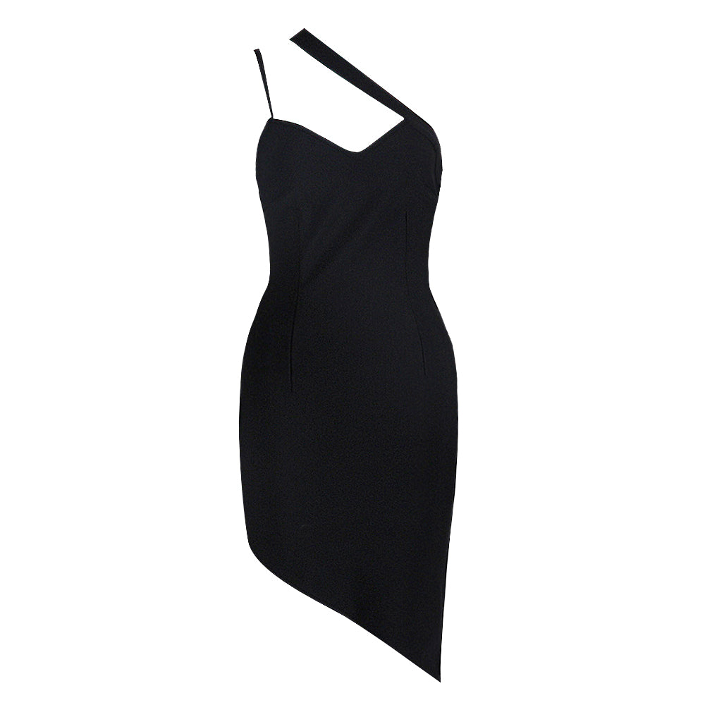 One-Shoulder Sweetheart Asymmetric Hem Bodycon Mini Dress 7