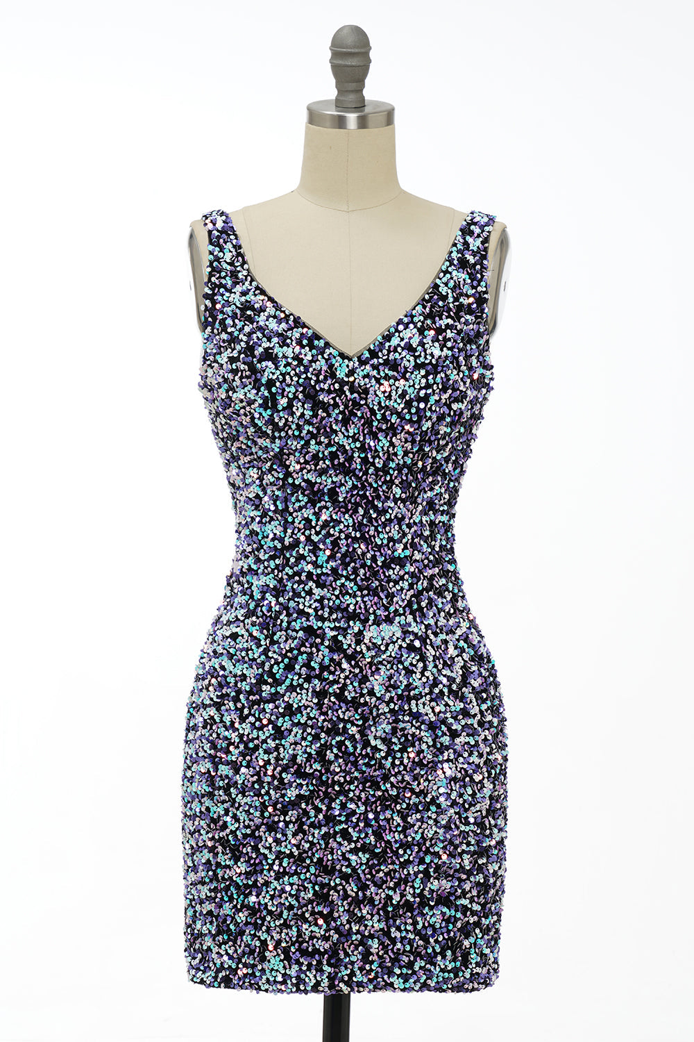 Black Sequin Fitted Homecoming Dress - Fashionpara