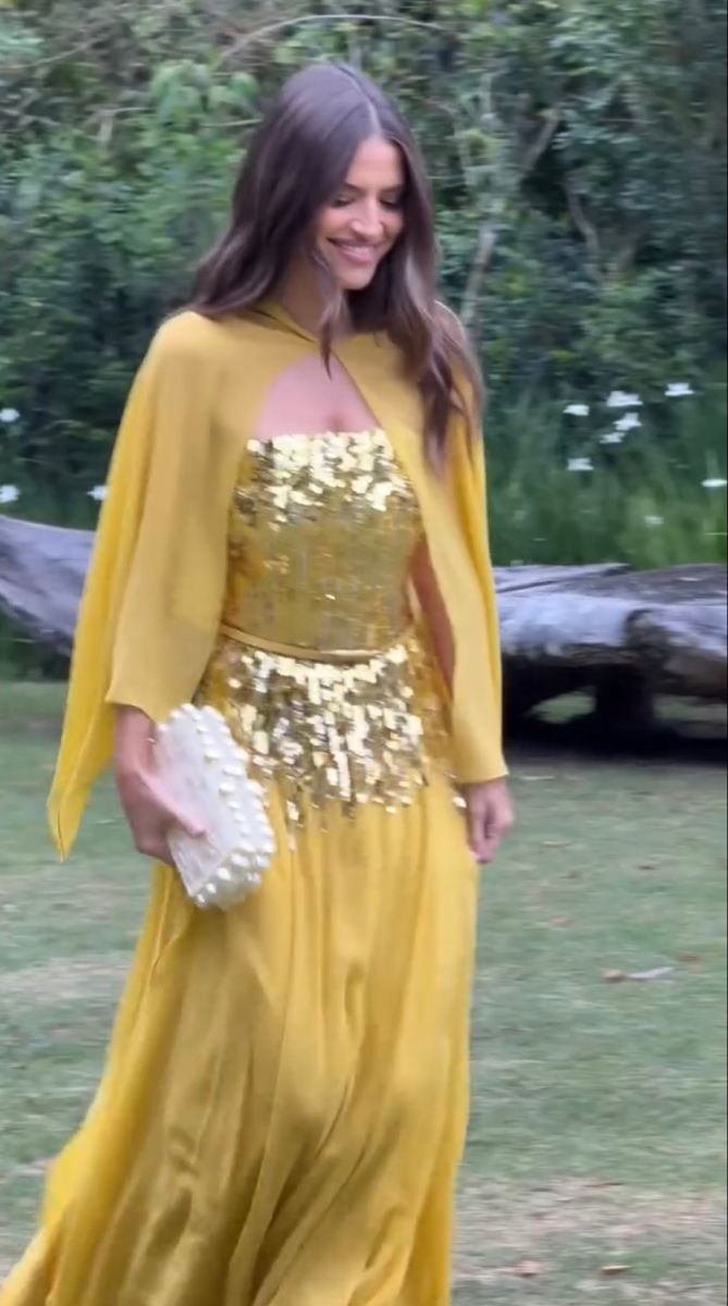 Shiny Yellow Sequin Chiffon Mermaid Long Party Dress Formal Wedding Guest Dress D1350