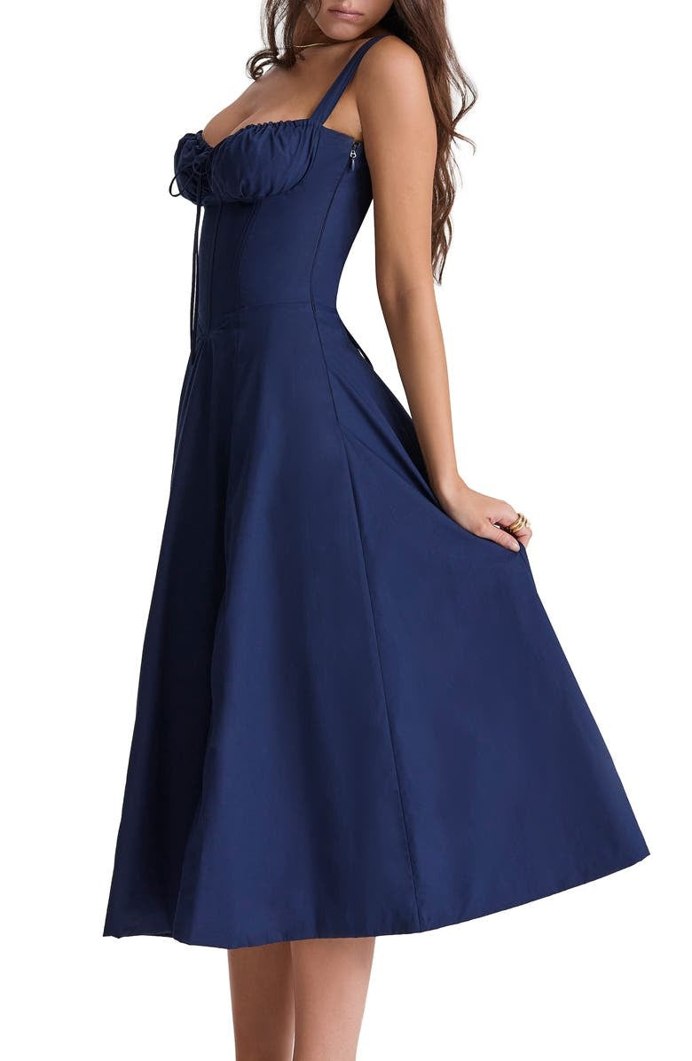 Floral Spaghetti Strap Ruched Fit and Flare Midi Dress - View 20