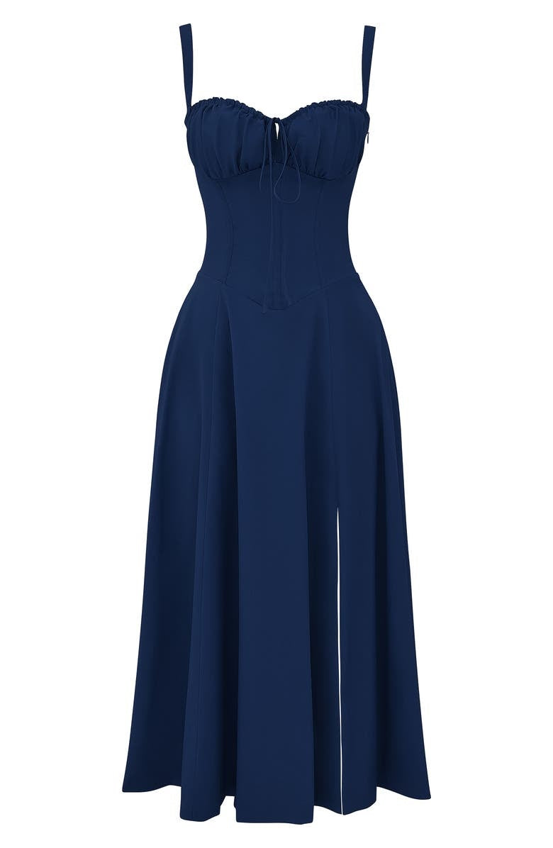 Floral Spaghetti Strap Ruched Fit and Flare Midi Dress - View 19