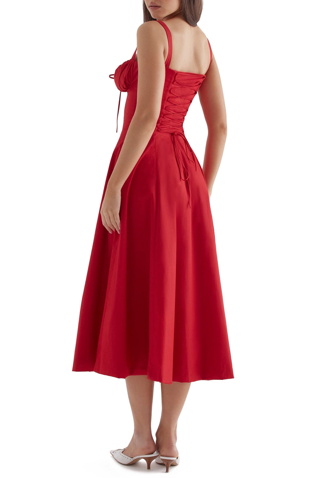 Floral Spaghetti Strap Ruched Fit and Flare Midi Dress - View 15