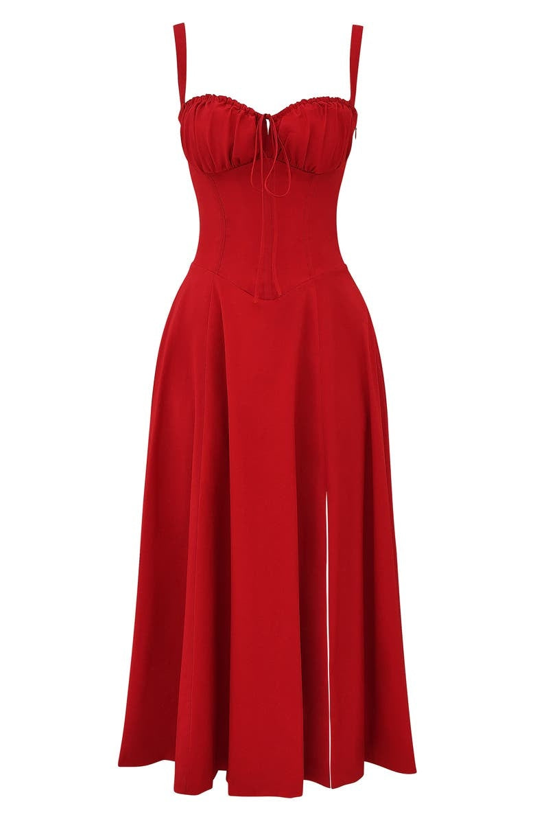 Floral Spaghetti Strap Ruched Fit and Flare Midi Dress - View 14