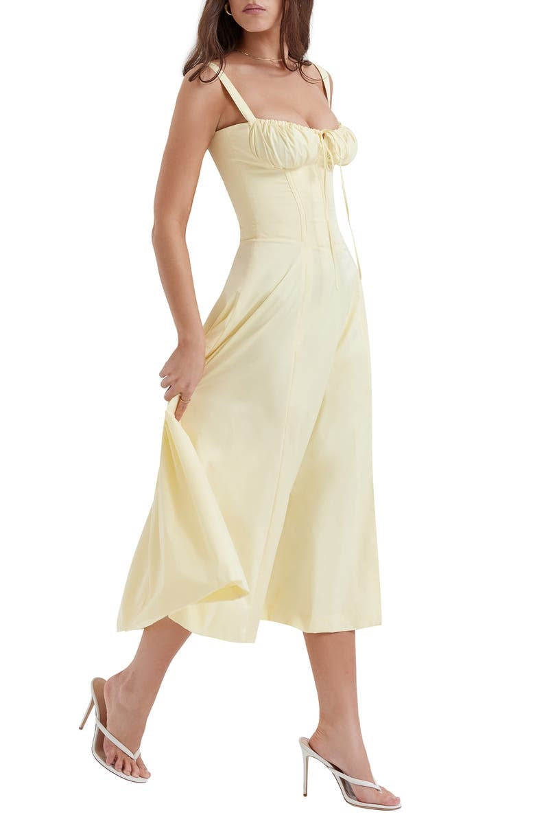 Floral Spaghetti Strap Ruched Fit and Flare Midi Dress - View 17