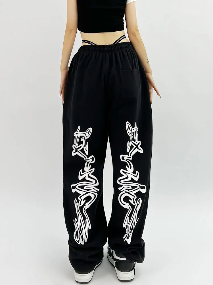 Gothic Hip Hop Grunge Black Jogging Pants