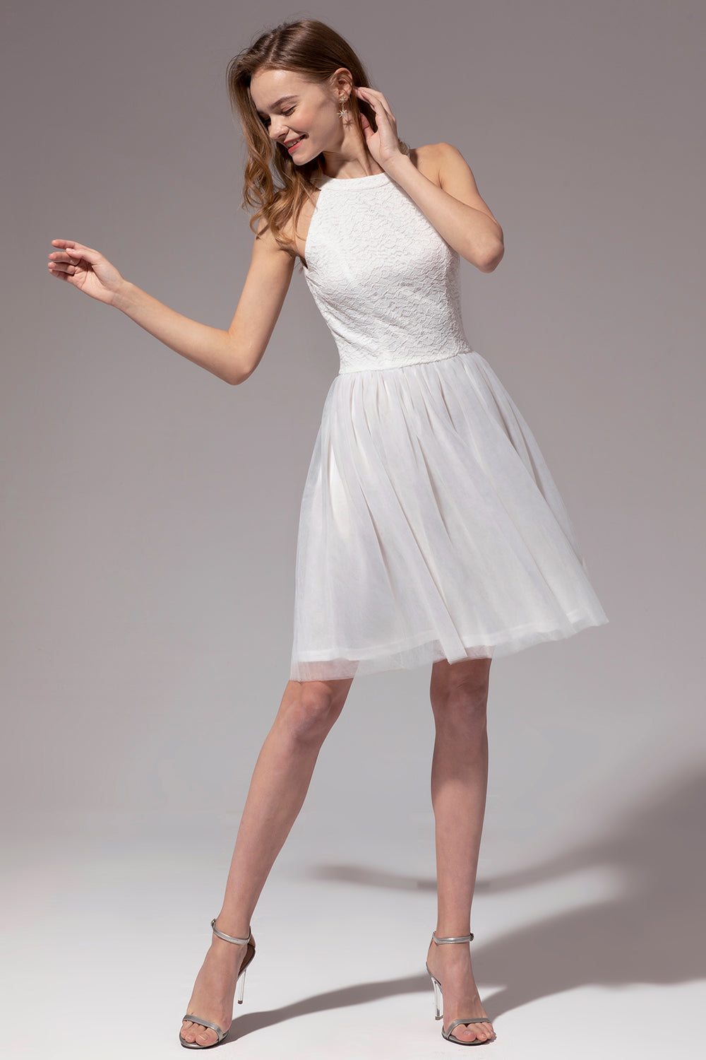 Halter Lace Homecoming Dress - Fashionpara