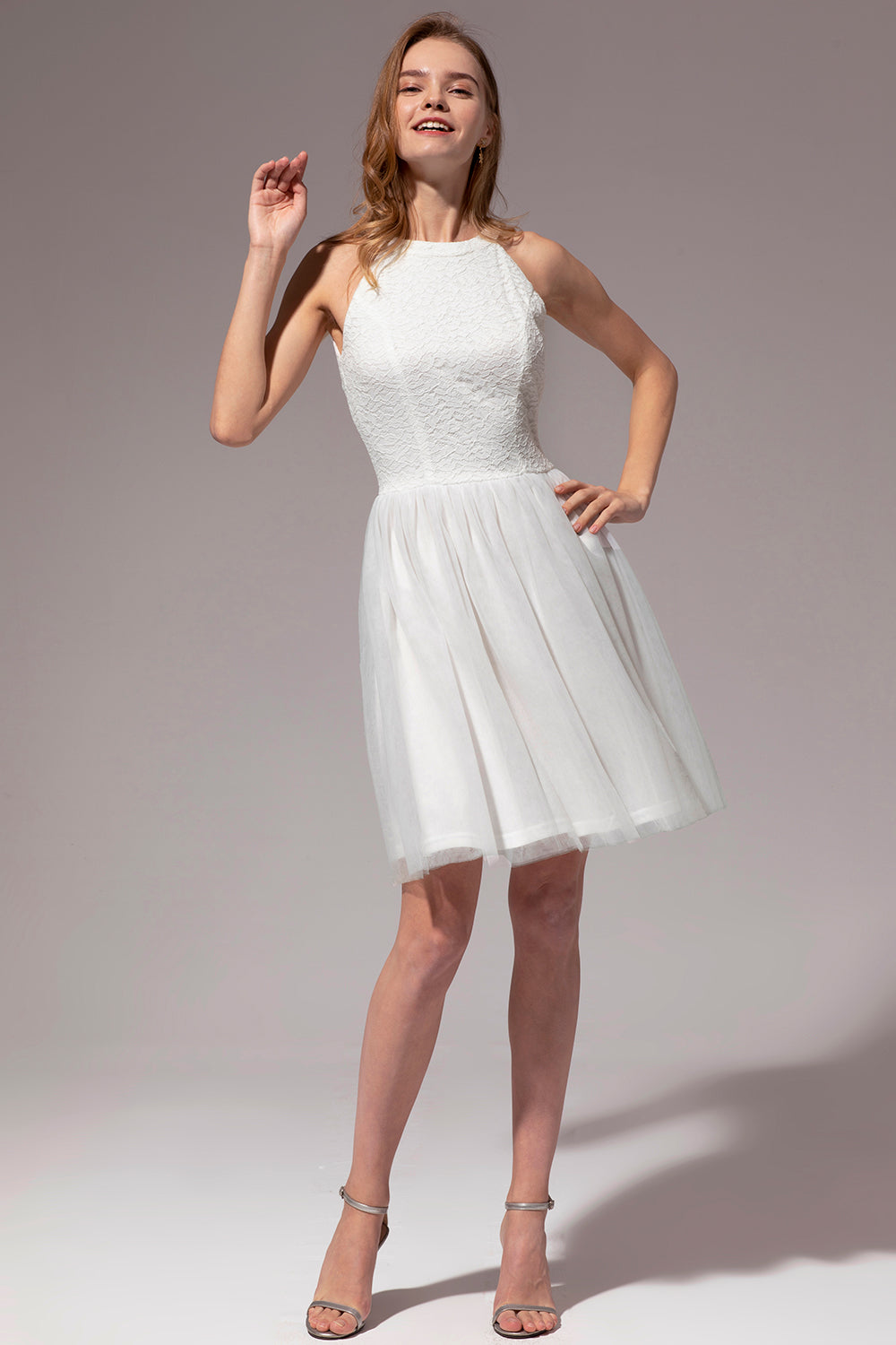 Halter Lace Homecoming Dress - Fashionpara