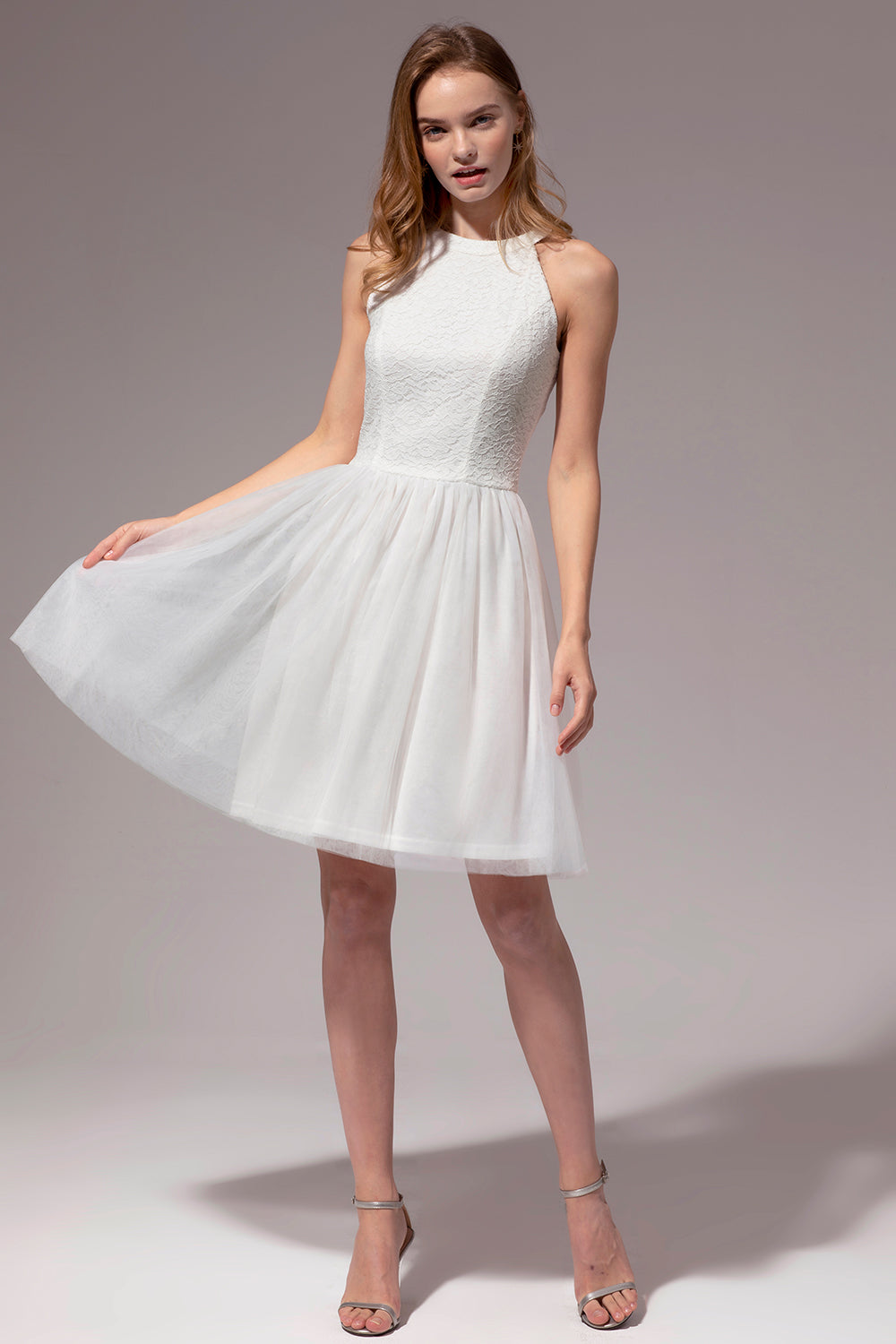 Halter Lace Homecoming Dress - Fashionpara