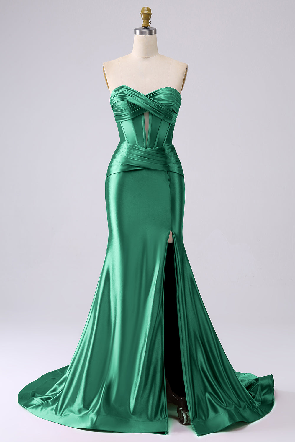 Sparkly Dark Navy Mermaid Sweetheart Corset Long Prom Dress with Slit