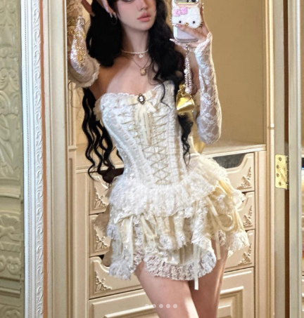 Sweet Sweetheart Neck Light Yellow Lace Layered Short Birthday Dress Formal 8th Grade Homecoming Dress S875