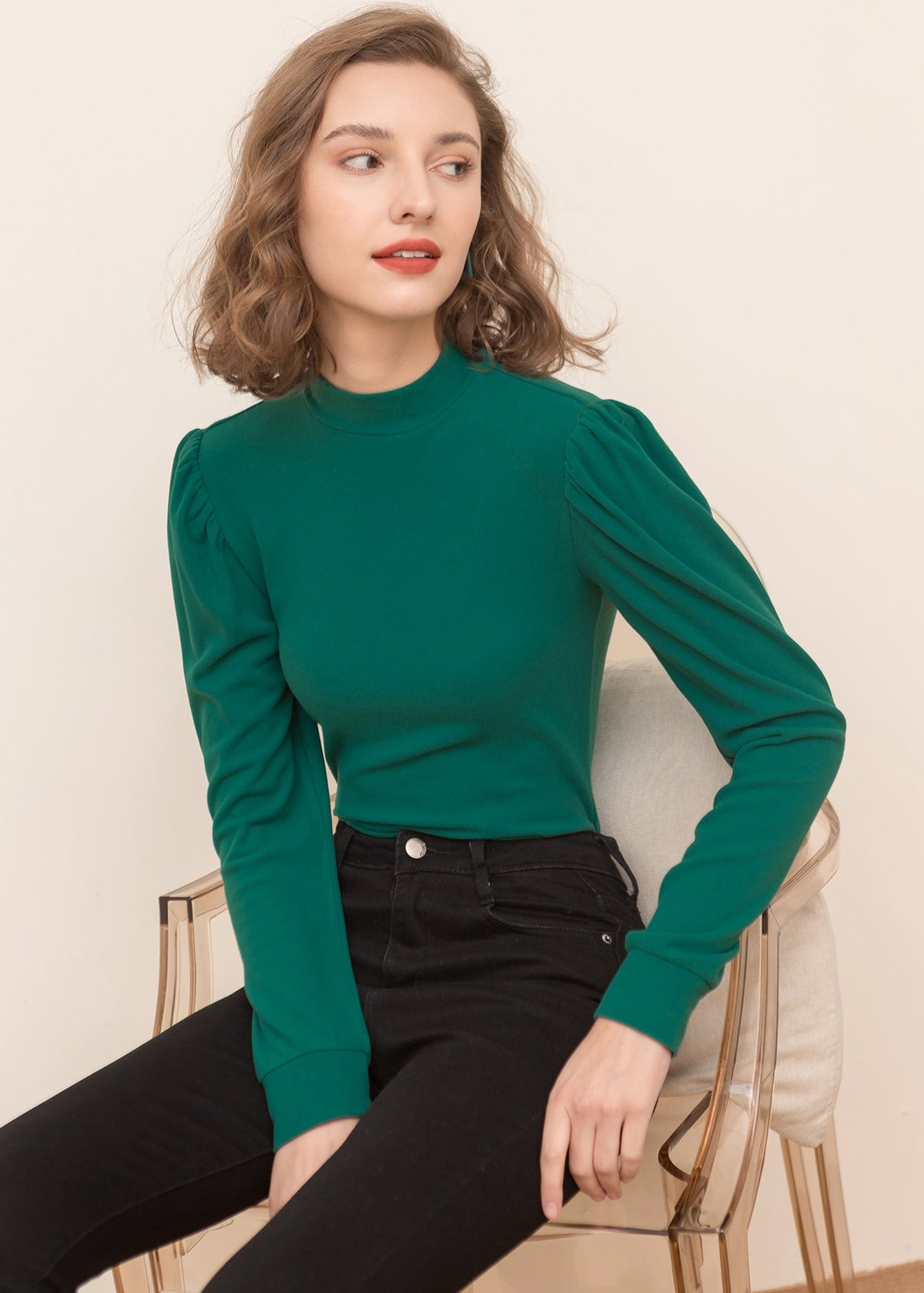 KittenAlarm - Half high collar crop top