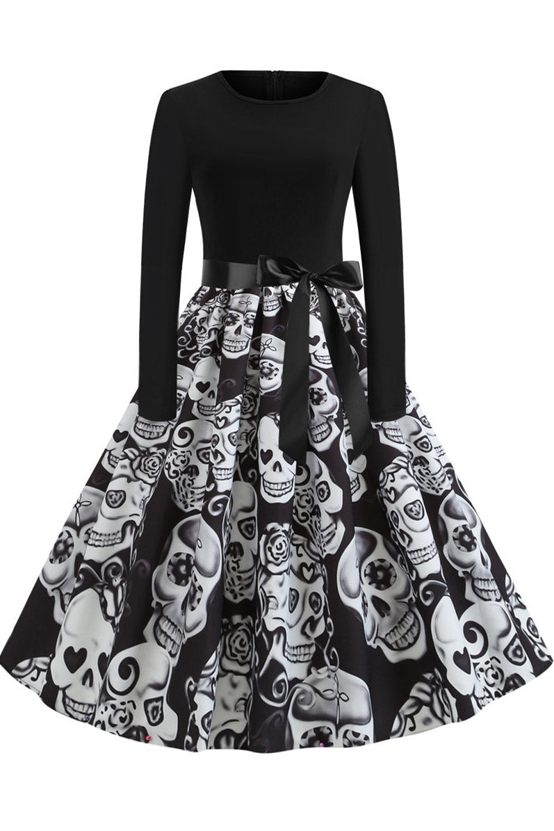 Halloween Pumpkin Print Retro Dress - Mislish