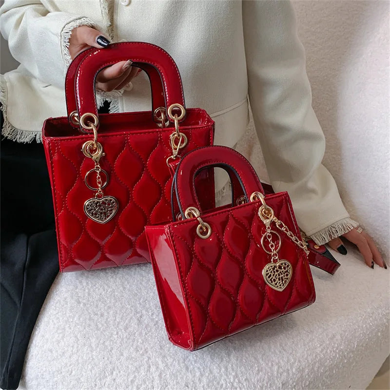 Luxury Quilted Square Handle Crossbody Handbag