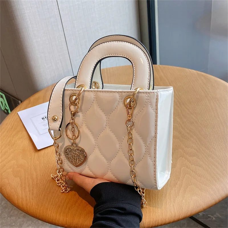 Luxury Quilted Square Handle Crossbody Handbag