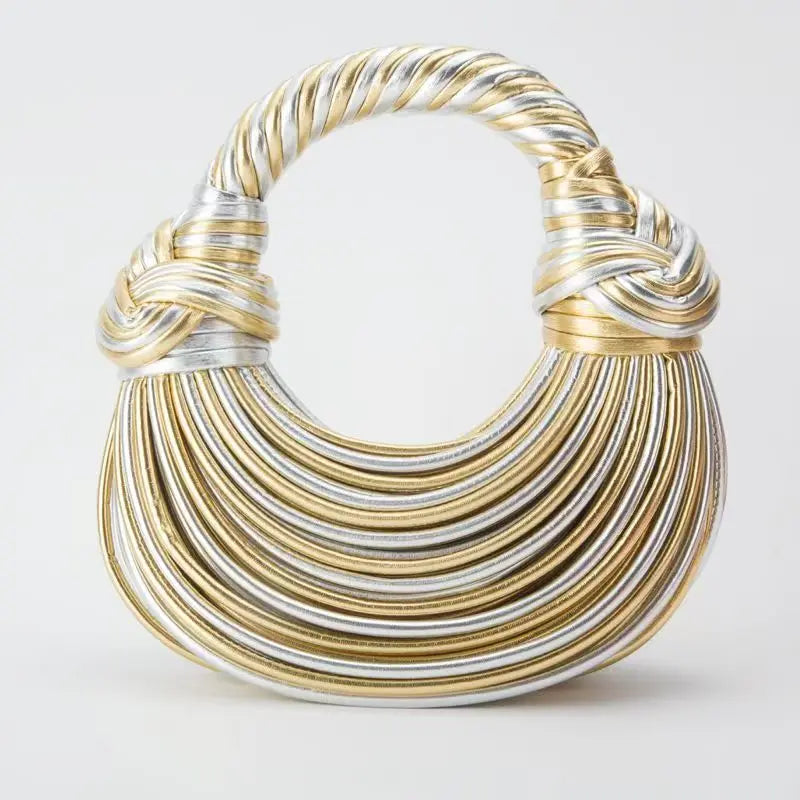 Handwoven Noodle Gold Evening Clutch Handbag