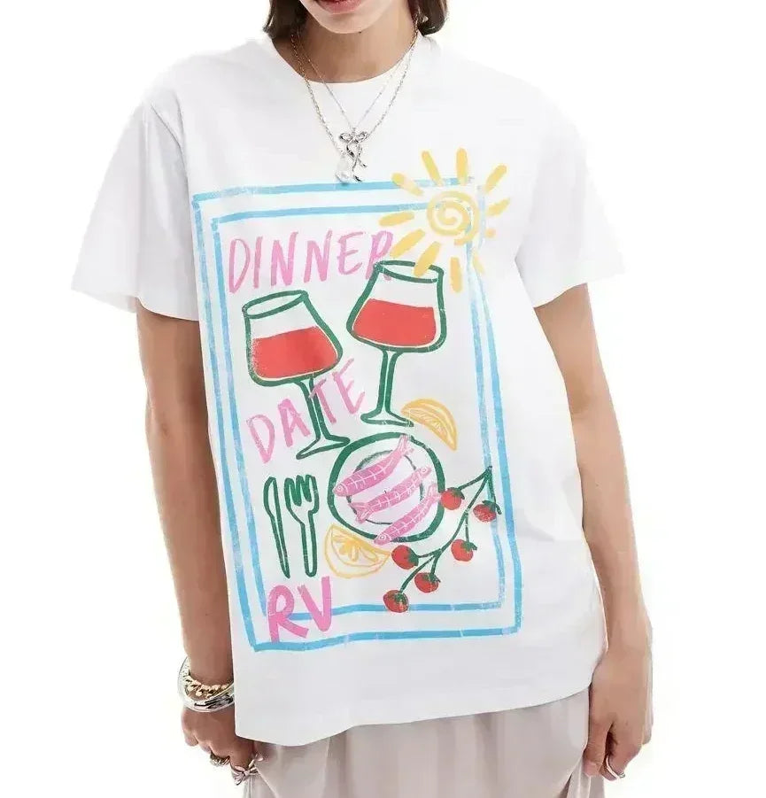 Harajuku Gothic Simple Icon Graphic T-shirt