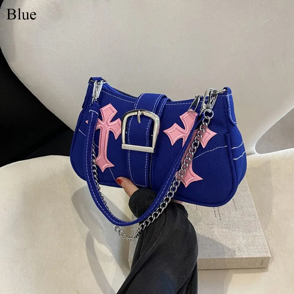 Hasp Metal Buckle Canvas Shoulder Bag