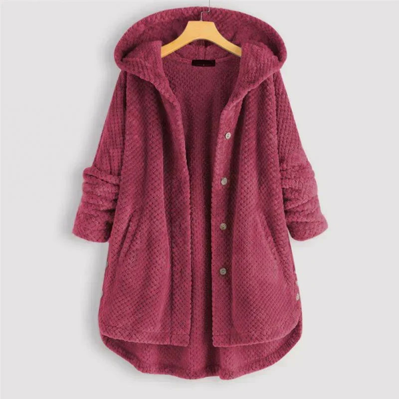 Corduroy Hooded Button Front High Low Coat 6