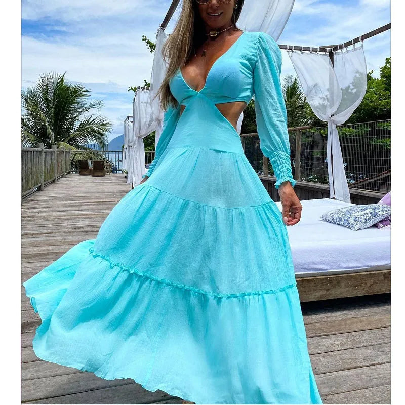 Floral Long Sleeve Beach Kimono Cover Up