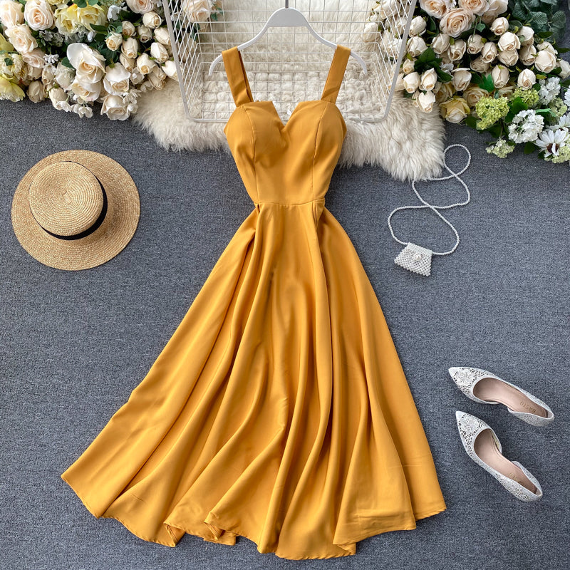 Sleeveless Sweetheart Wide Strap A-Line Midi Cocktail Dress