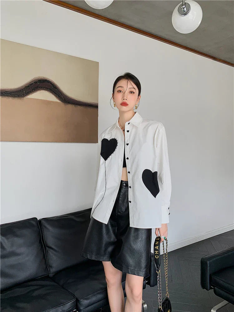 Heart Patch Button-Up Shirt