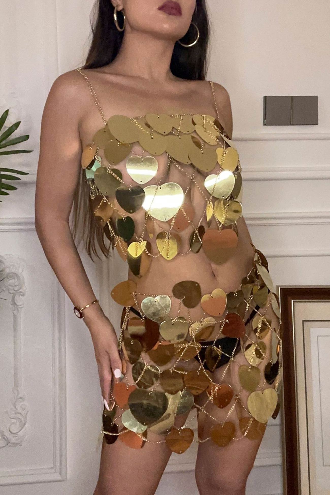 Heart Shaped Sequin Body Chain