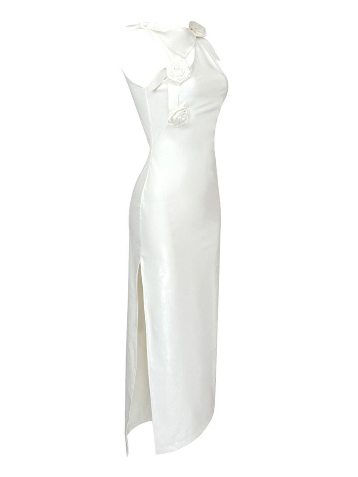 Rosette Cutout Sleeveless Thigh-Split Bodycon Maxi Dress 7