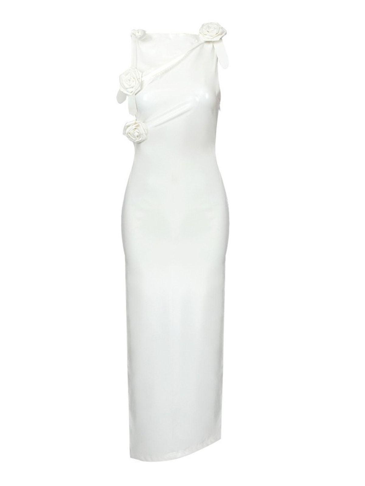 Rosette Cutout Sleeveless Thigh-Split Bodycon Maxi Dress 6
