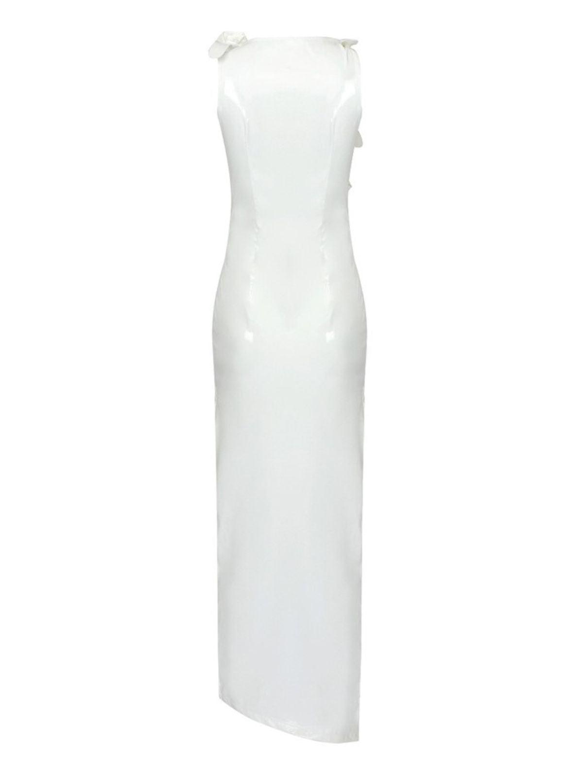 Rosette Cutout Sleeveless Thigh-Split Bodycon Maxi Dress 8