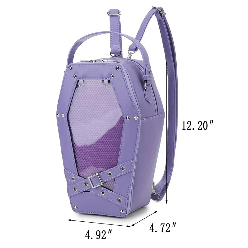 Black Gothic Pentagram Designer Casual Retro Unisex Women Fashion Leather Shoulder Bag Purple / One