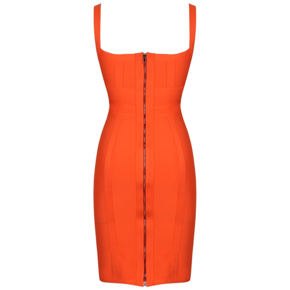 V-Neck Wide-Strap Bandage Bodycon Mini Dress 21