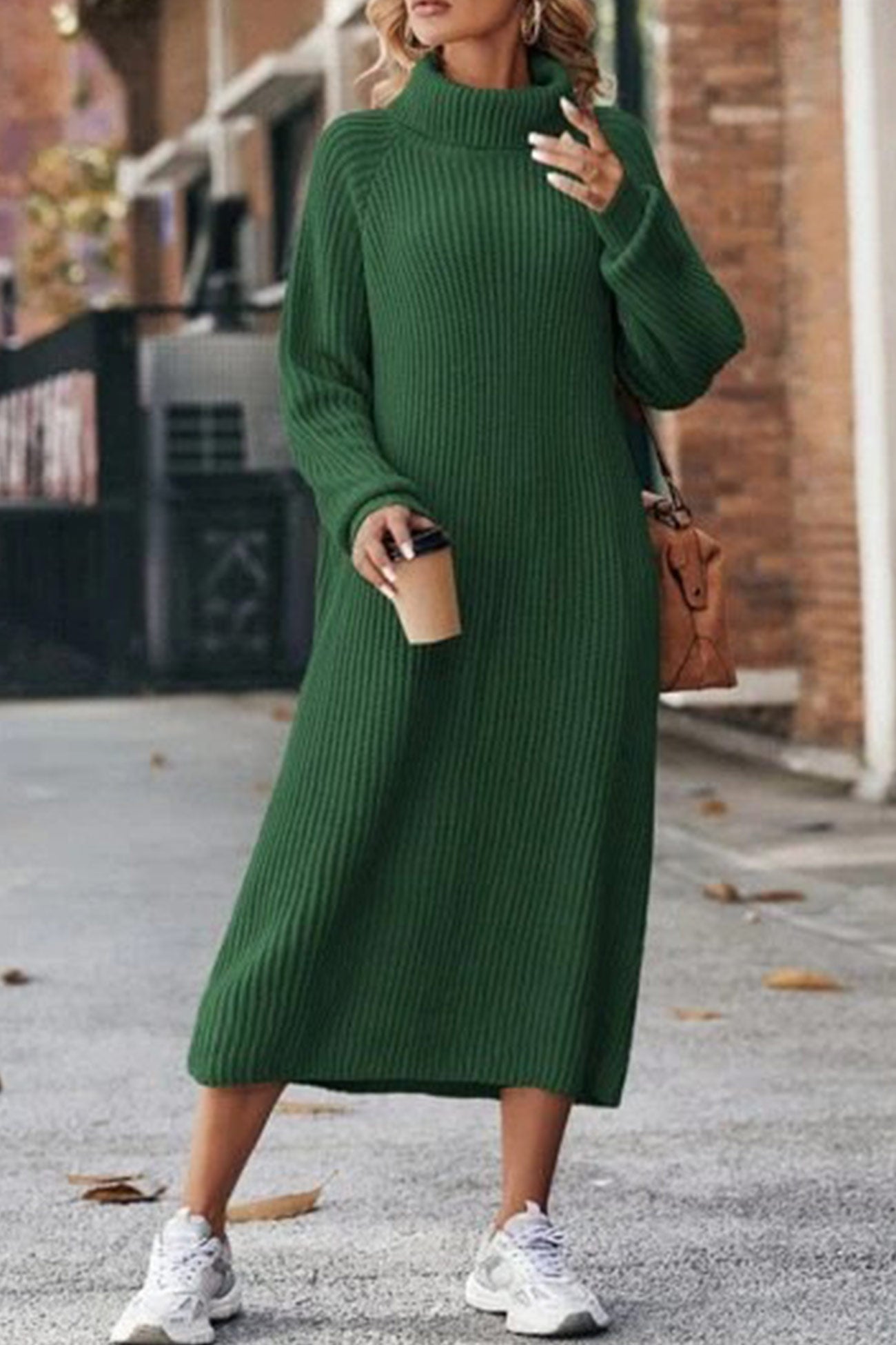 AROLORA High Neck Ribbed Knit Midi Dress for Chic Style