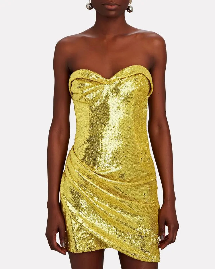 Sequin Sweetheart Ruched Bodycon Mini Dress