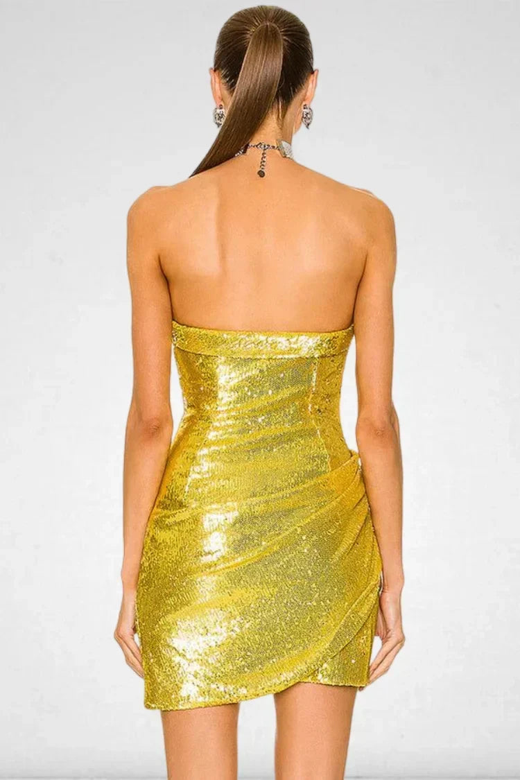 Sequin Sweetheart Ruched Bodycon Mini Dress