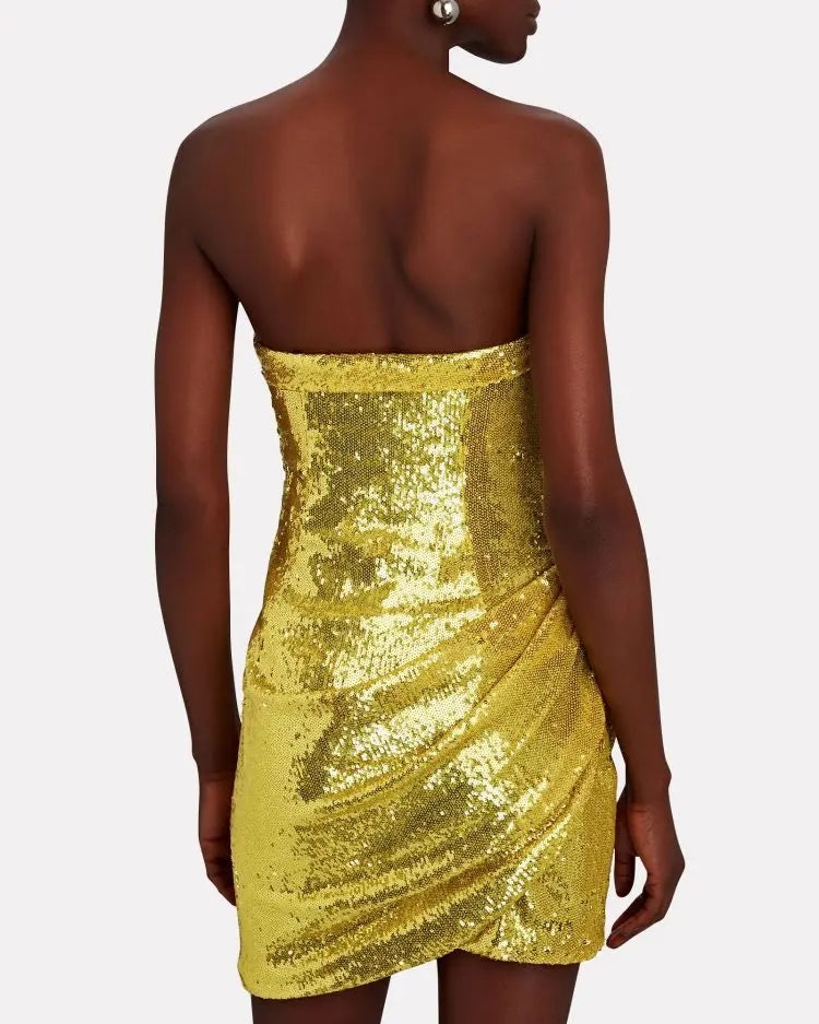 Sequin Sweetheart Ruched Bodycon Mini Dress