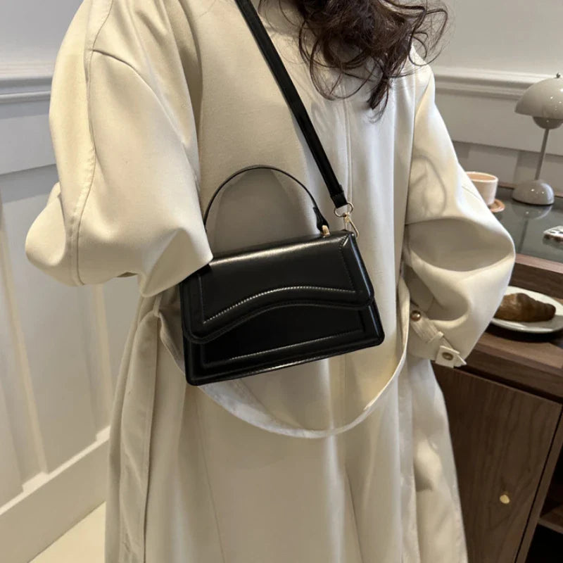 High-Quality PU Leather Solid Color Crossbody Handbag