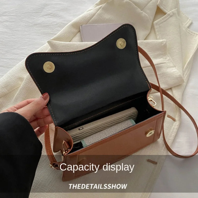 High-Quality PU Leather Solid Color Crossbody Handbag