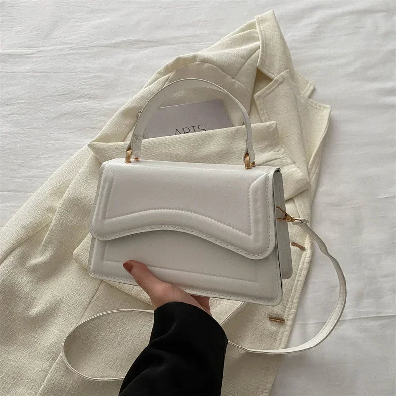High-Quality PU Leather Solid Color Crossbody Handbag