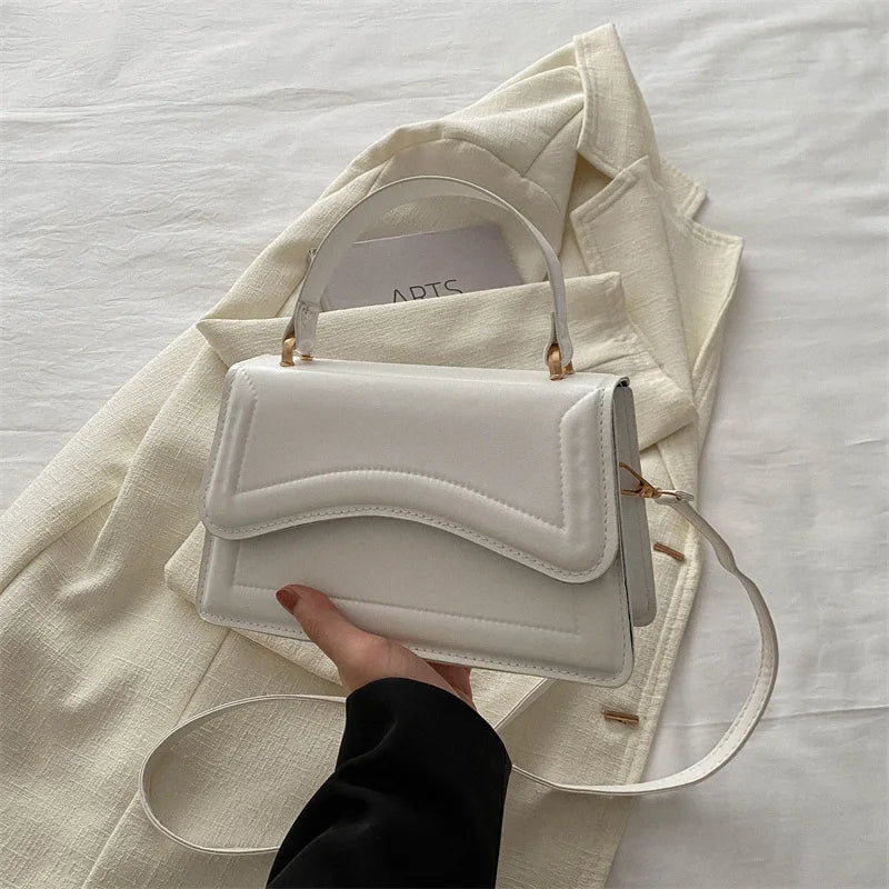 High-Quality PU Leather Solid Color Crossbody Handbag