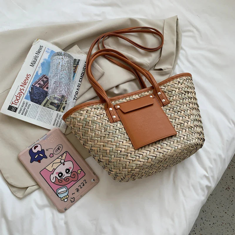 High Quality Straw Summer Tote Beach Handbag