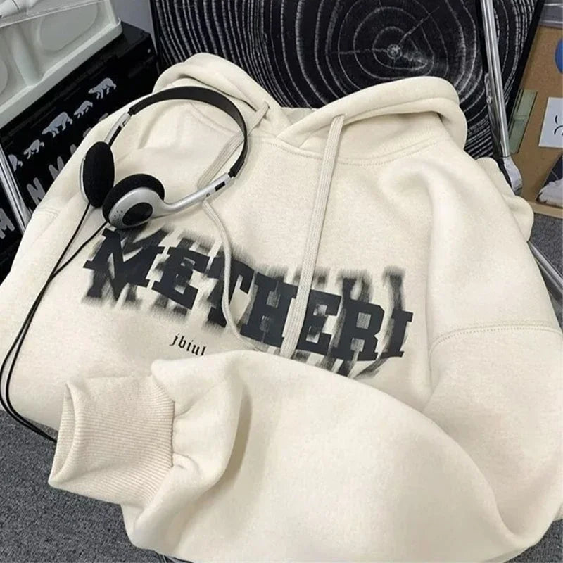 Hip Hop Letter Print Cotton Fleece Hoodie