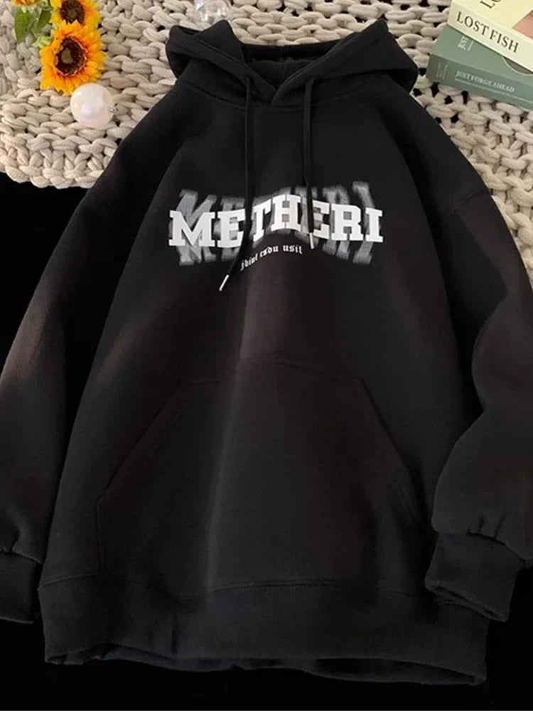 Hip Hop Letter Print Cotton Fleece Hoodie