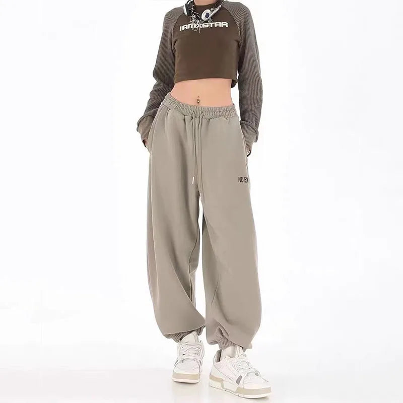 Hip Hop Letter Drawstring Jogging Pants