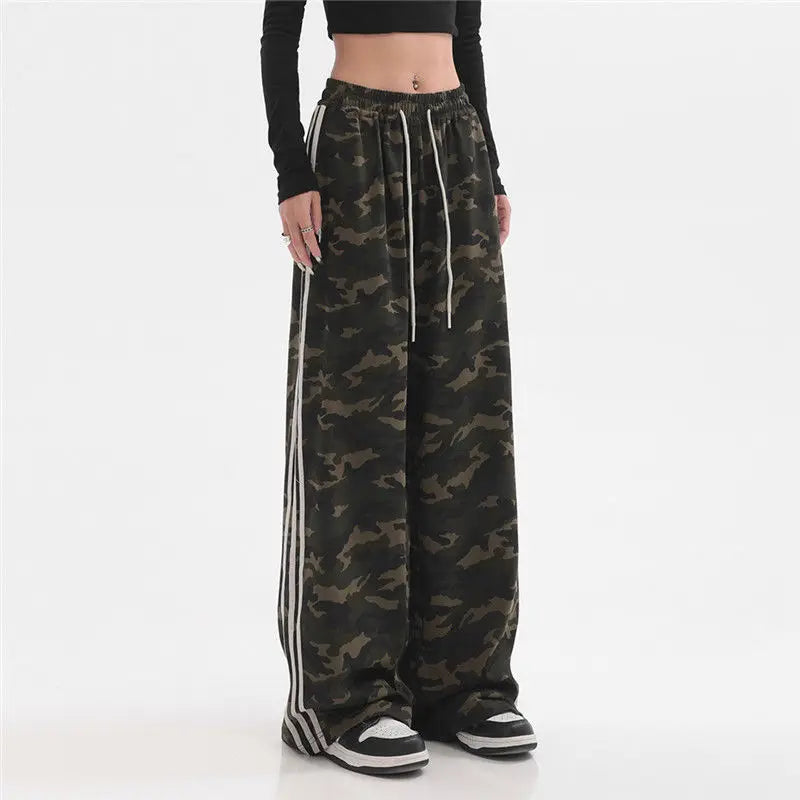 Camouflage Striped Loose Jogging Pants