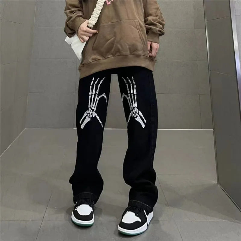 Y2K Black Embroidered Jeans Pants