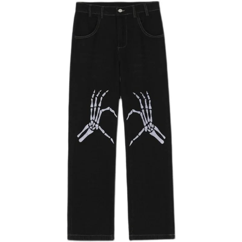 Y2K Black Embroidered Jeans Pants