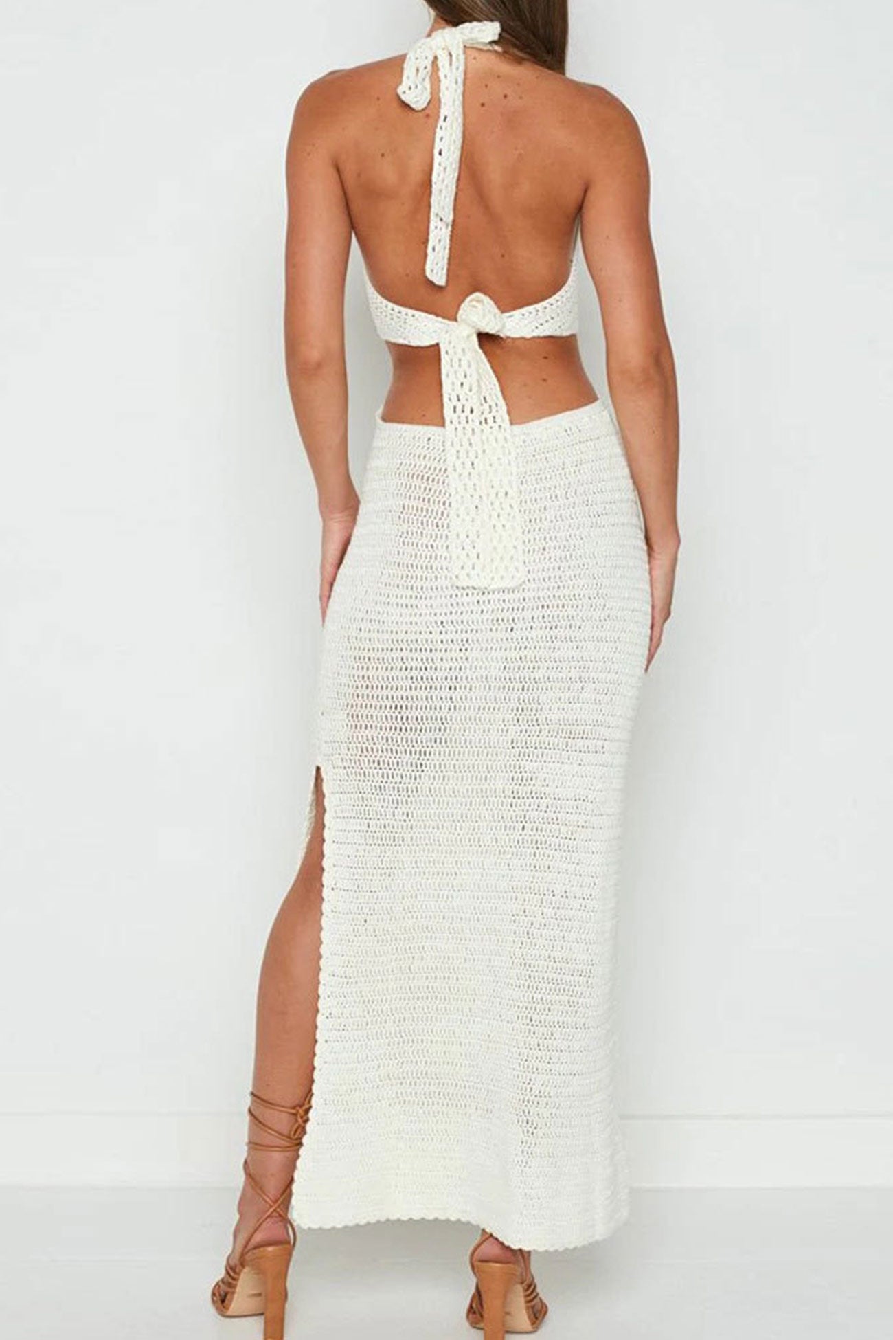 Hollow Out Tie-back Slit Cover-up Dress