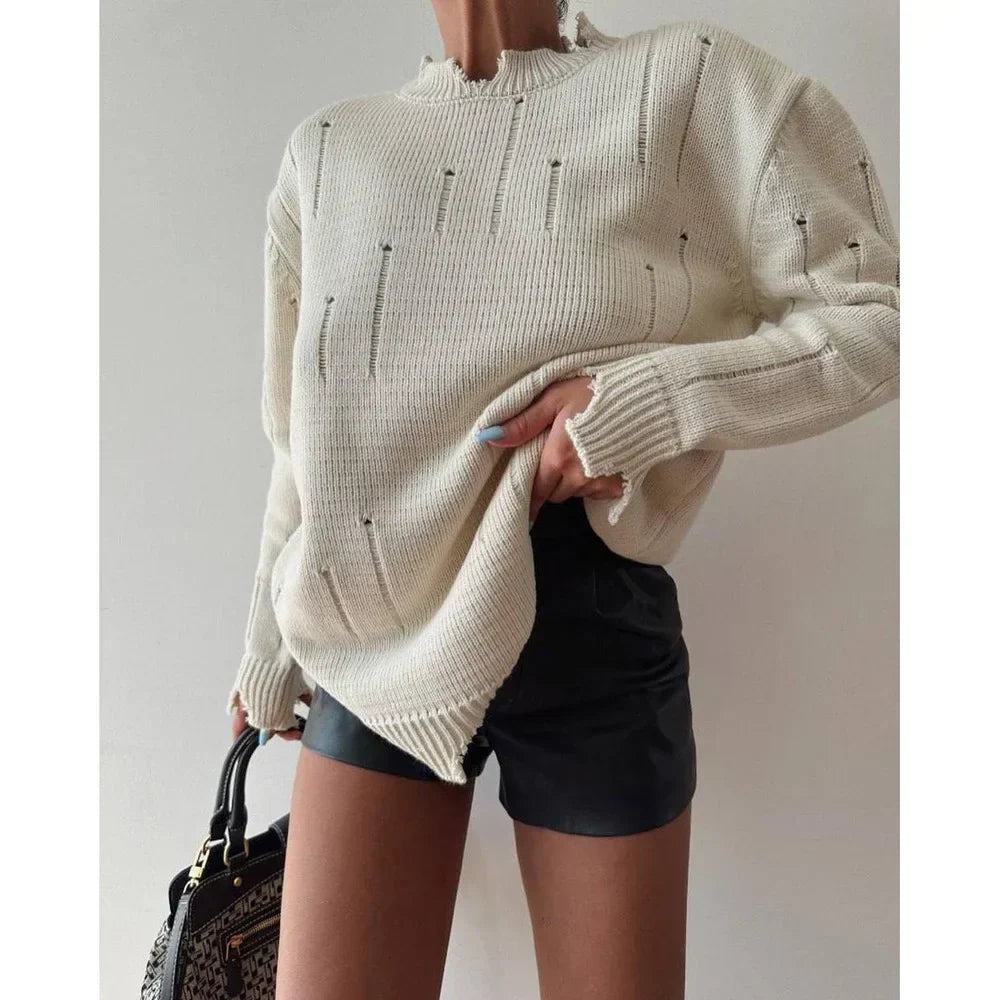 Ripped Y2K Casual Long Sleeve Sweater