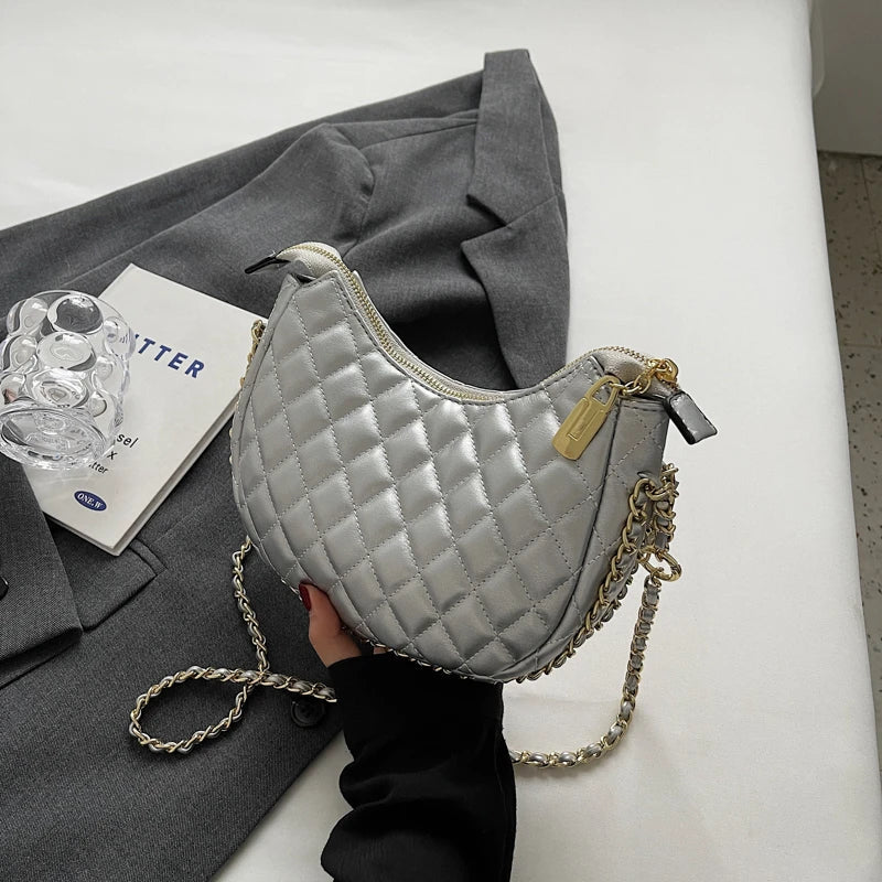 Zipper Women's Bag Diamond Crossbody PU Leather Clutch