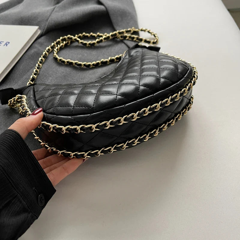 Zipper Women's Bag Diamond Crossbody PU Leather Clutch